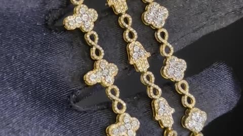 Diamond Cross, Hamsa Hand & Clover Bracelets