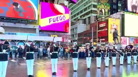 U.S. Marine Corps Silent Drill Platoon performance in Times Square.