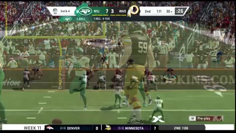 1965 WASHINGTON VS Madden 20 I Franchise SEASON 1 WEEK 11 WASHINGTON VS New York Jets