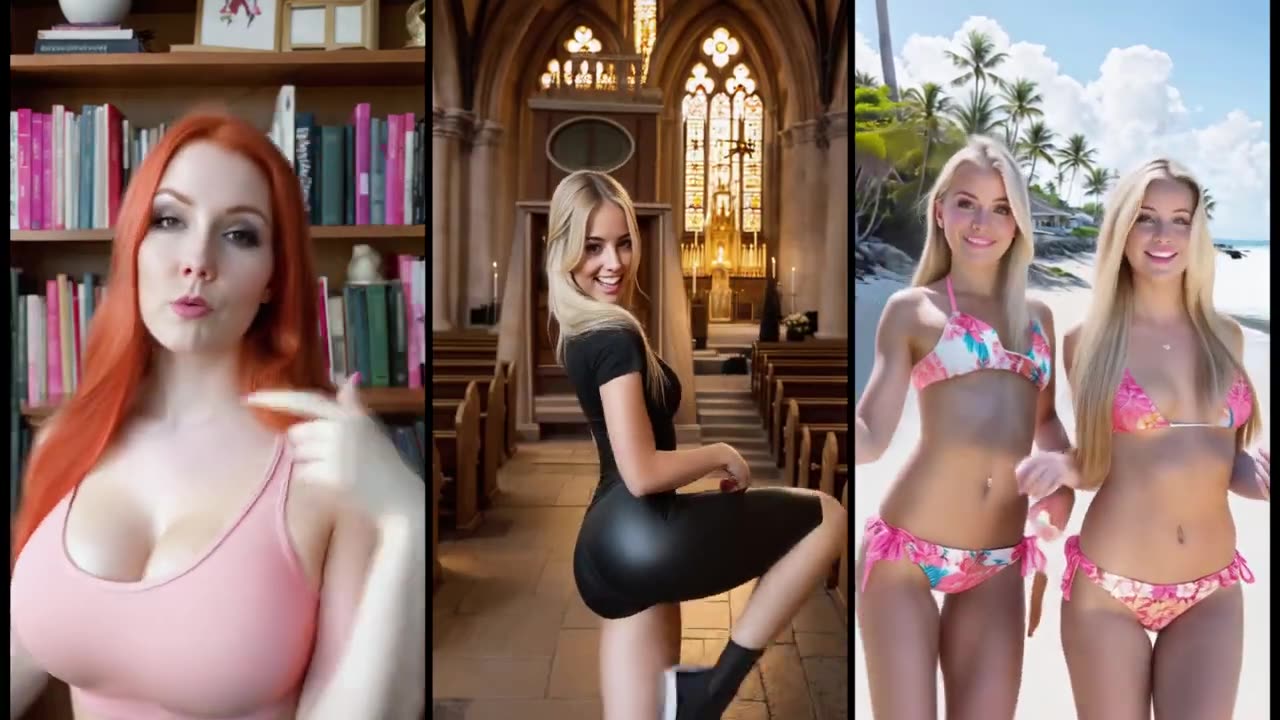 🎥 AI Dance girls bikini Showdown: Trippy Triad Frenzy 2 💃🕺✨