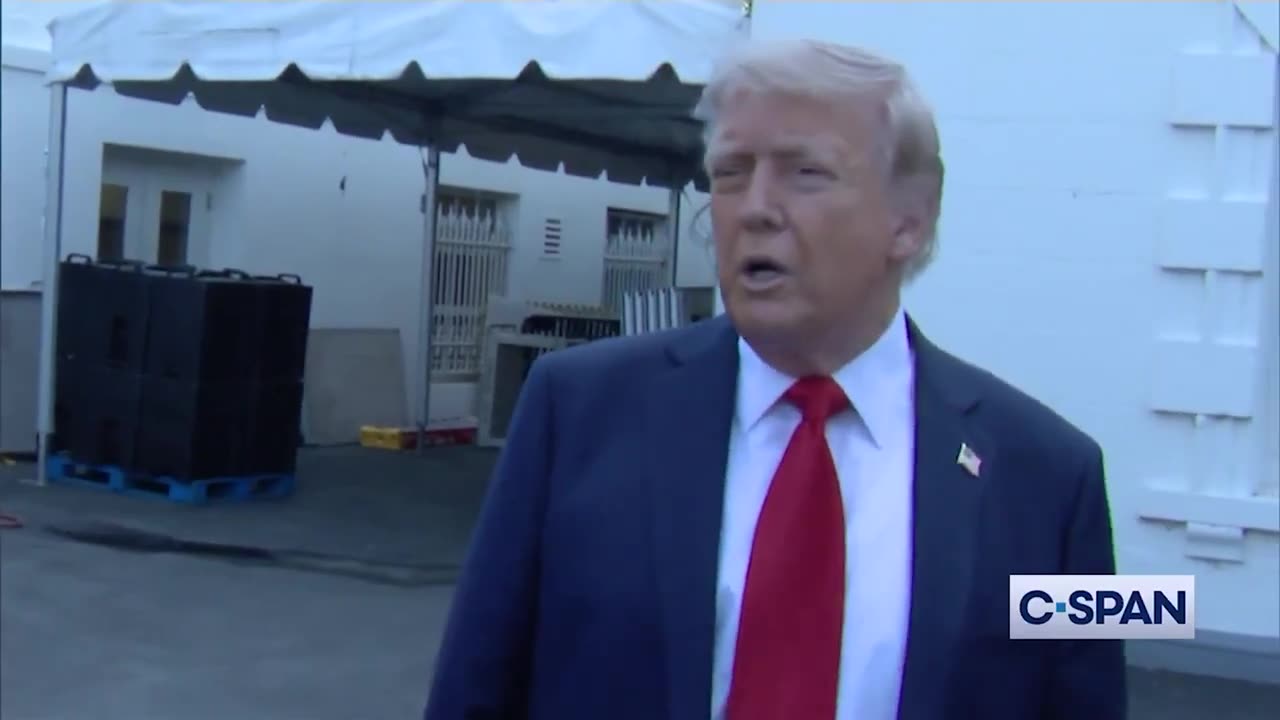 President Trump Surveys Grounds For New Nearly 100-Foot Tall Flagpoles At White House