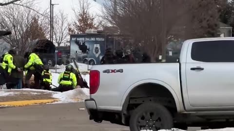 A protest outside the Bishop Henry Whipple Federal Building in Minneapolis