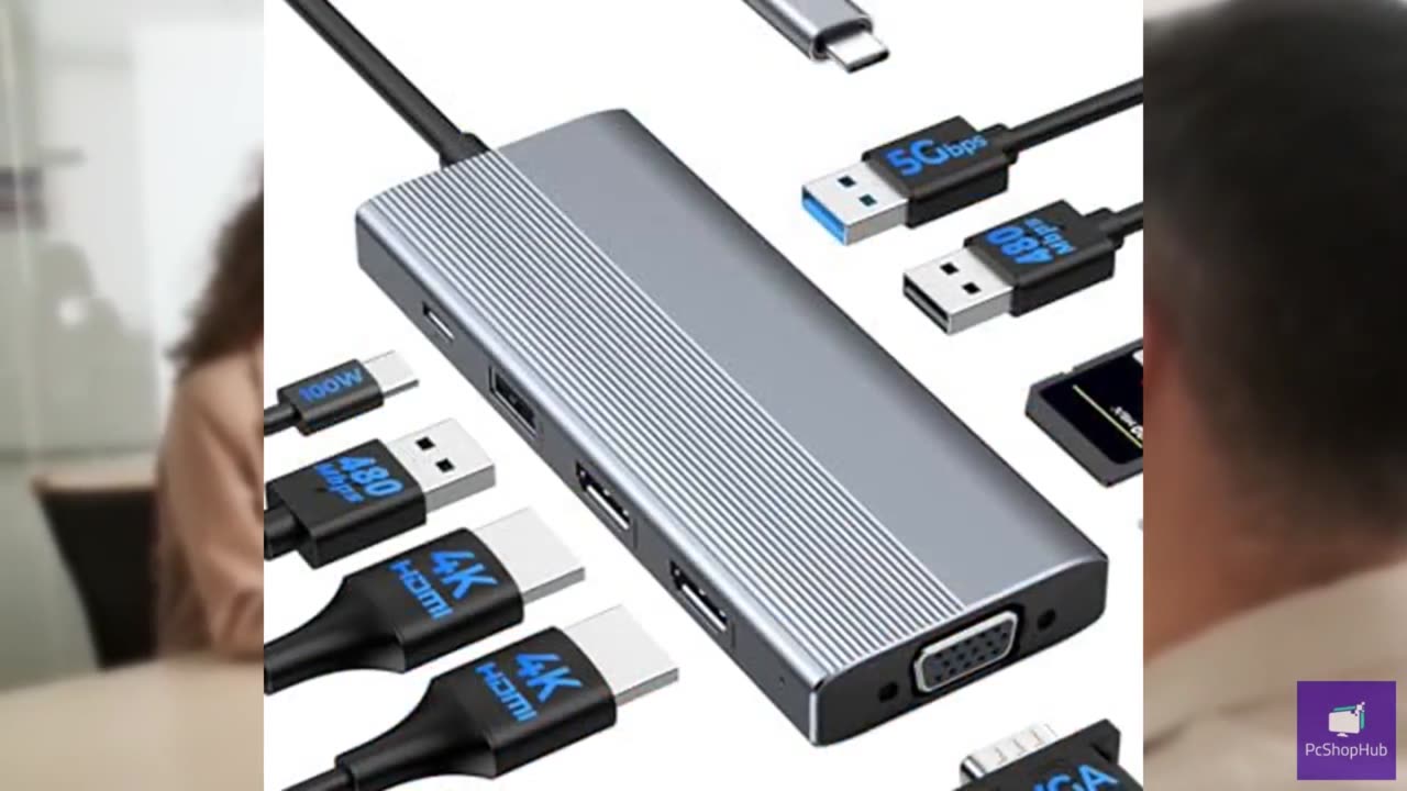 GIISSMO USB C Docking Station 3 Monitors HDMI Adapter for Dell HP Lenovo, 9 in 1