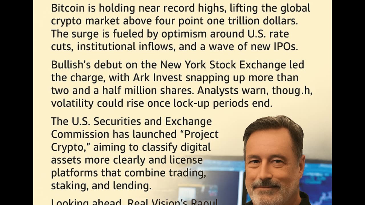 Raoul Pal predicts the crypto market could soar to $100 trillion by 2032.