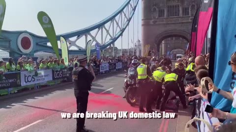 Demonstrators calling for a trade embargo on Israel