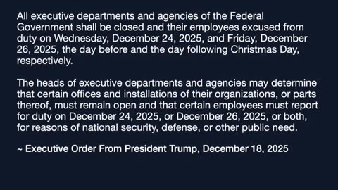 President Trump Gives Federal Employees Two Extra Christmas Holidays
