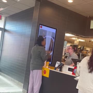 McD's manager starts yelling in pain after a feral sheboon threw a scalding cup of hot coffee on her
