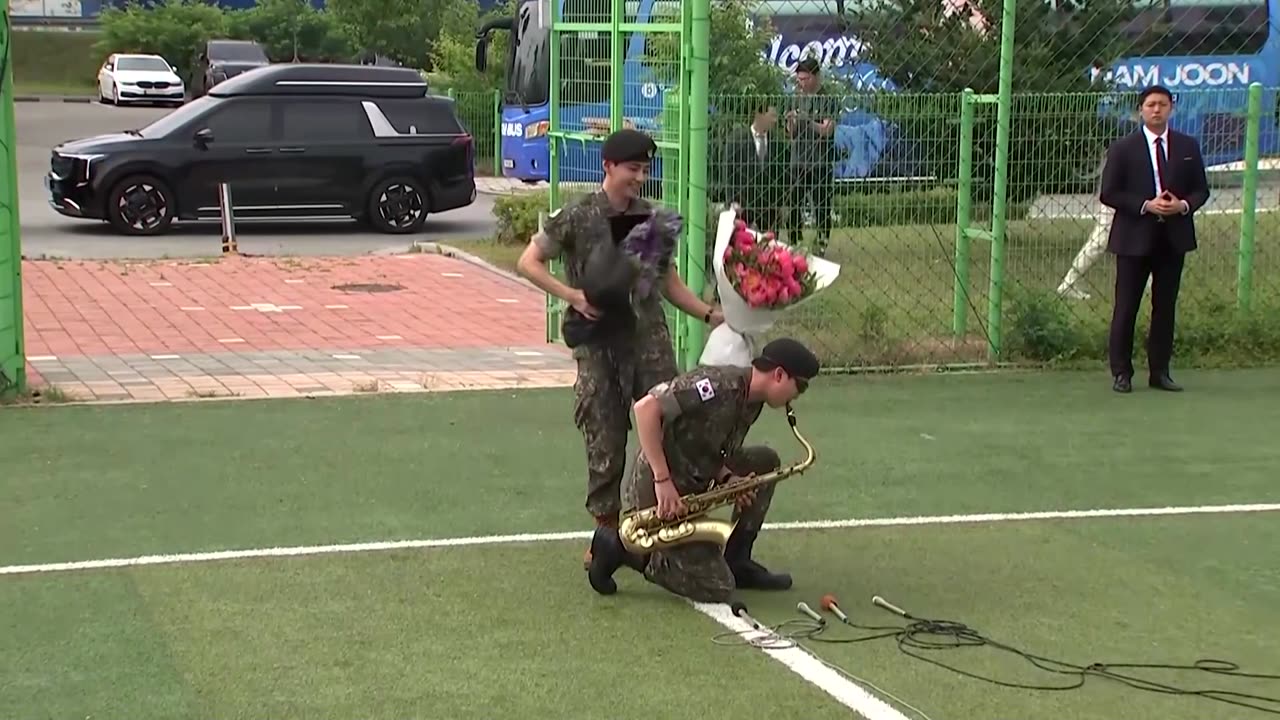 BTS member RM serenades fans with a saxophone after military discharge