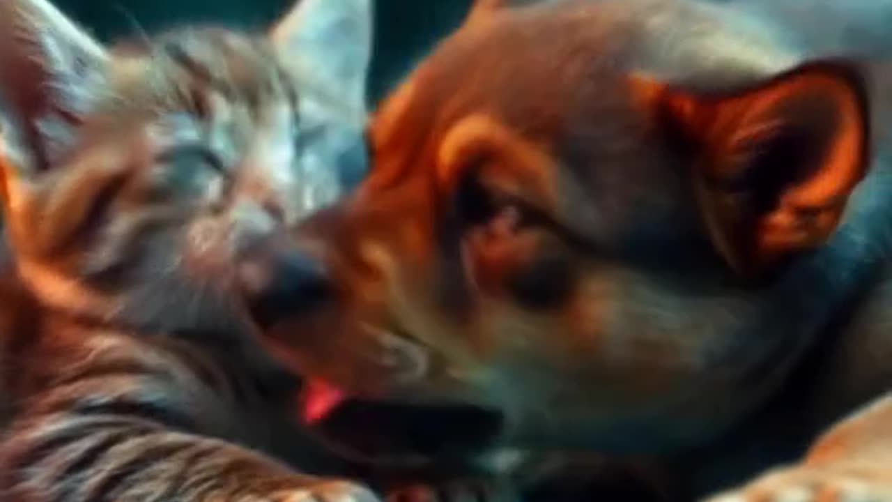 A cat and a dog