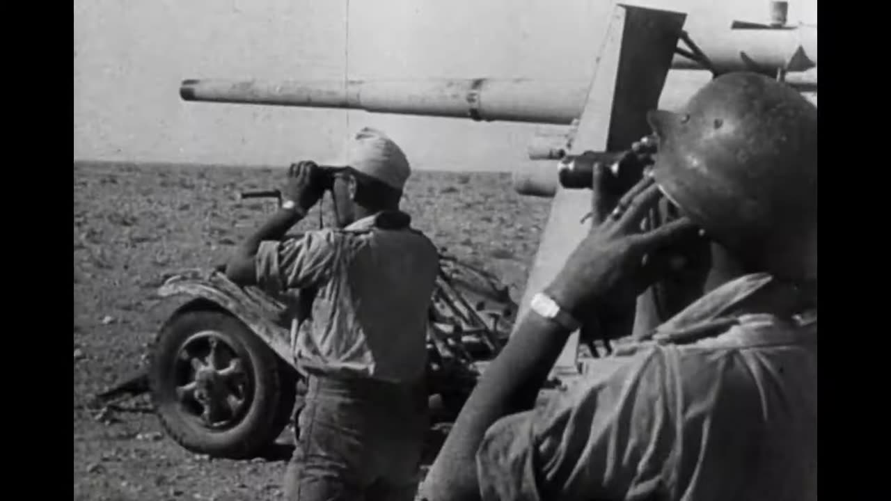 88mm Flak guns target British armor near Mersa Matruh in Egypt in 1942