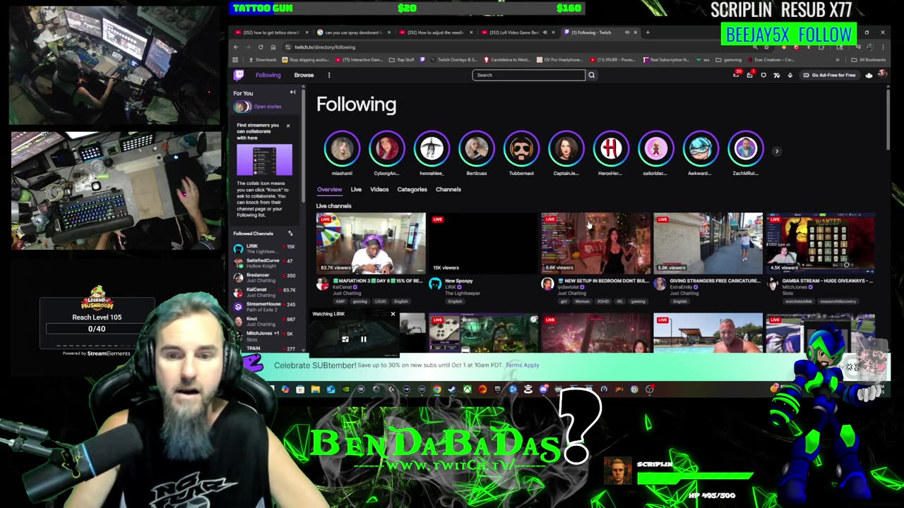 1st Tattoo Stream! | #ZeroG #allegedly #3DPrintDaddy #ad !mushroom #sponsorship