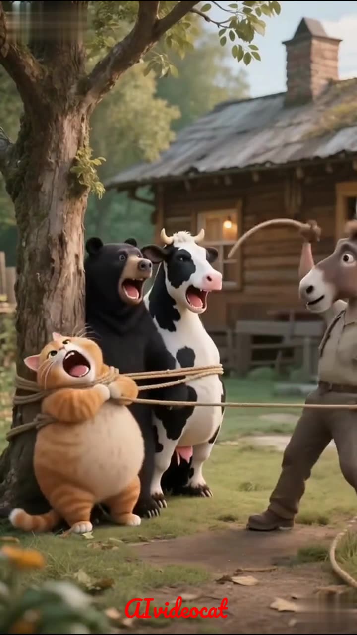 Donkey vs Cat, Bear, Cow & Elephant 🐴💥 Epic AI Animal Battle!