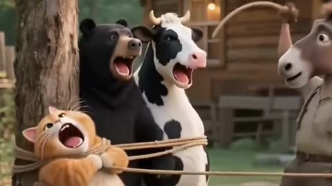 Donkey vs Cat, Bear, Cow & Elephant 🐴💥 Epic AI Animal Battle!