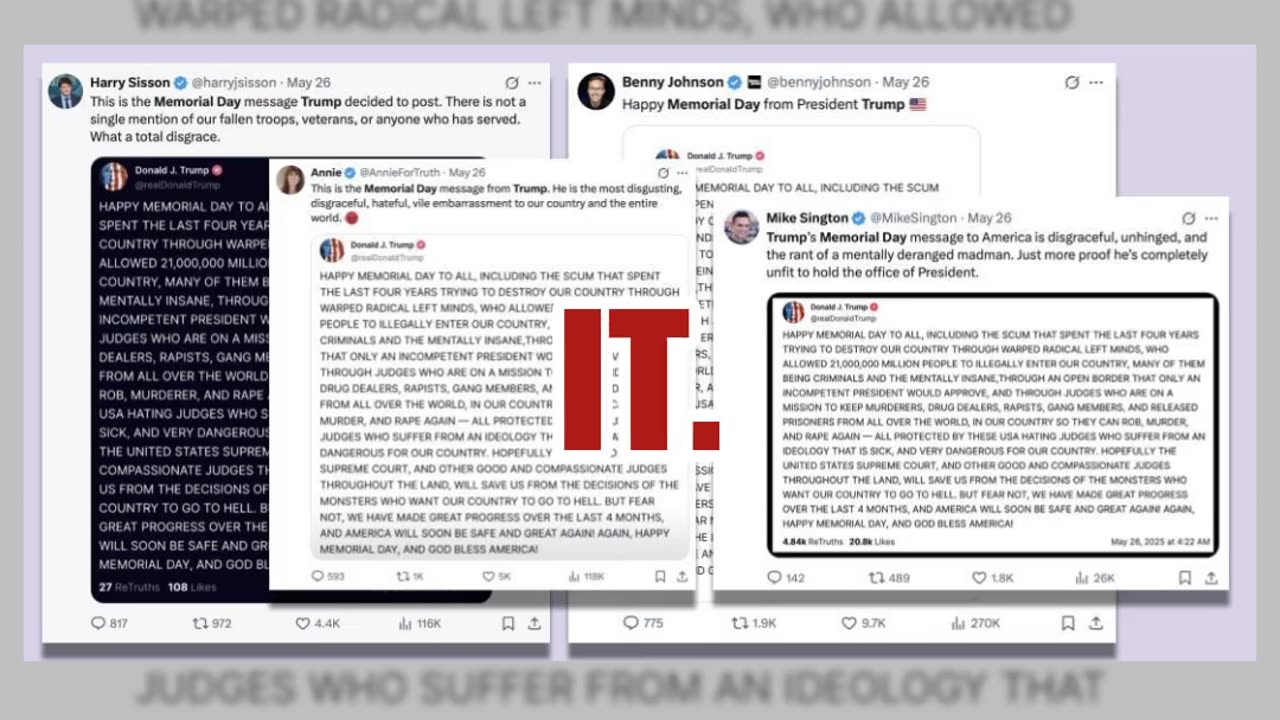 Fact Check: Trump DID Attack 'USA Hating Judges' in 2025 Memorial Day Message