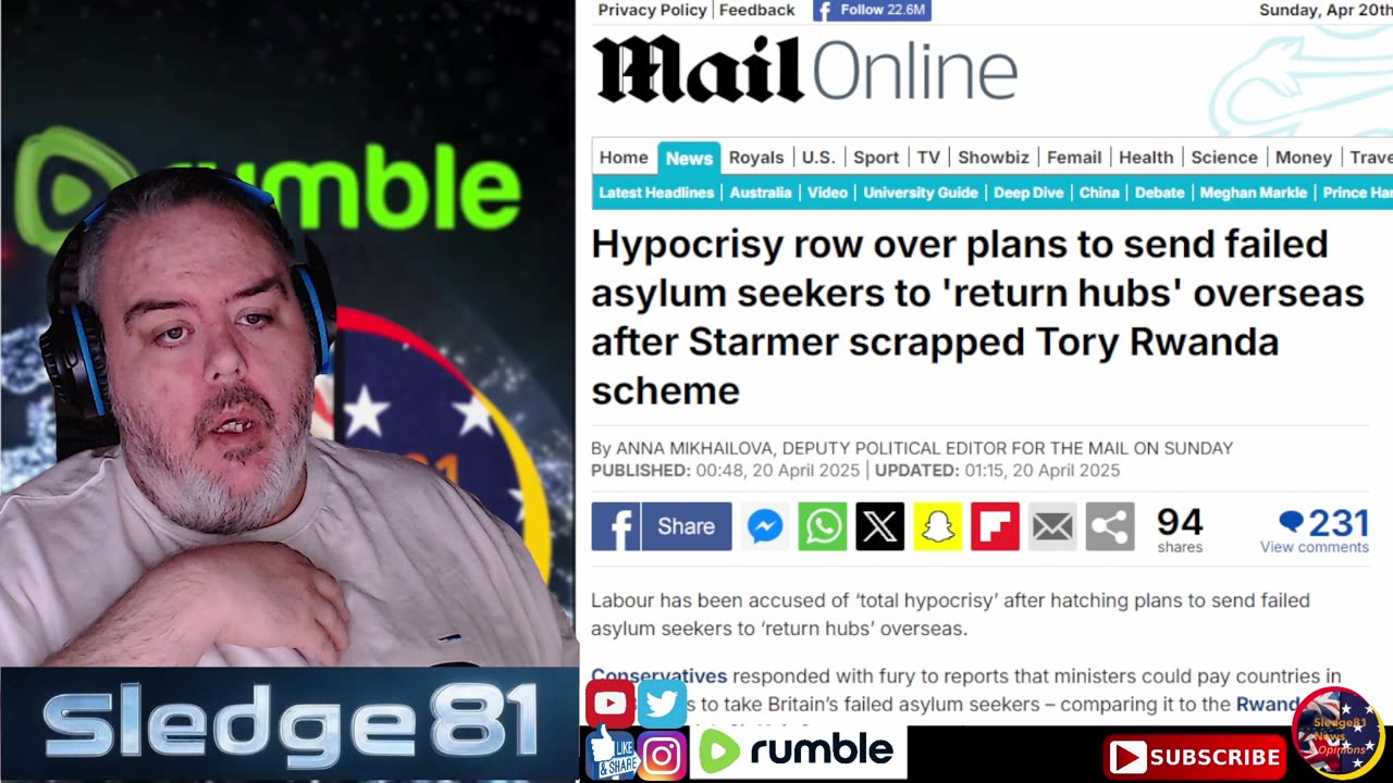 Labour Hypocrisy row over plans to sent failed asylum seeker to a return hub