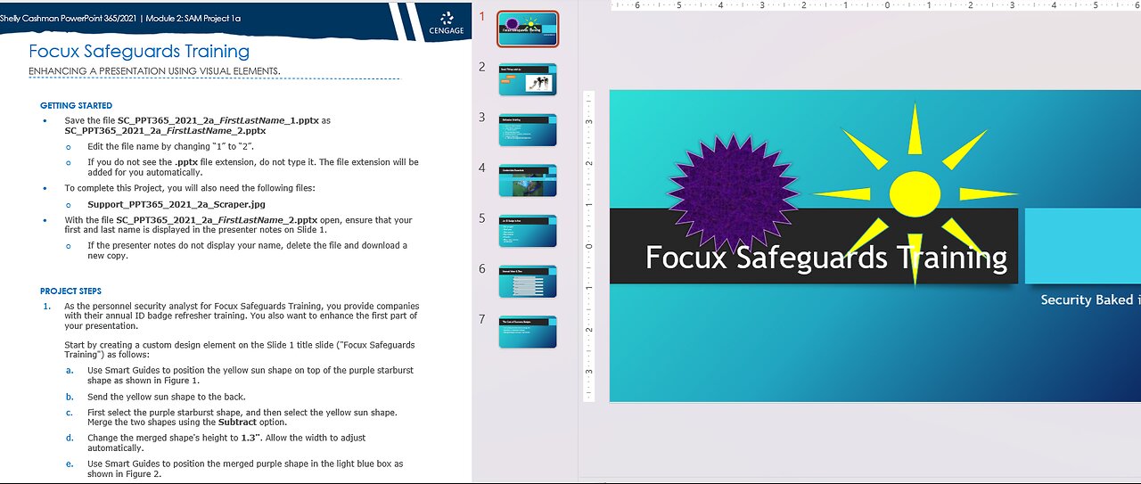 Shelly Cashman PowerPoint 365/2021 | Module 2: SAM Project 1a Focux Safeguards Training