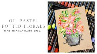 Oil Pastel Florals in a Pot