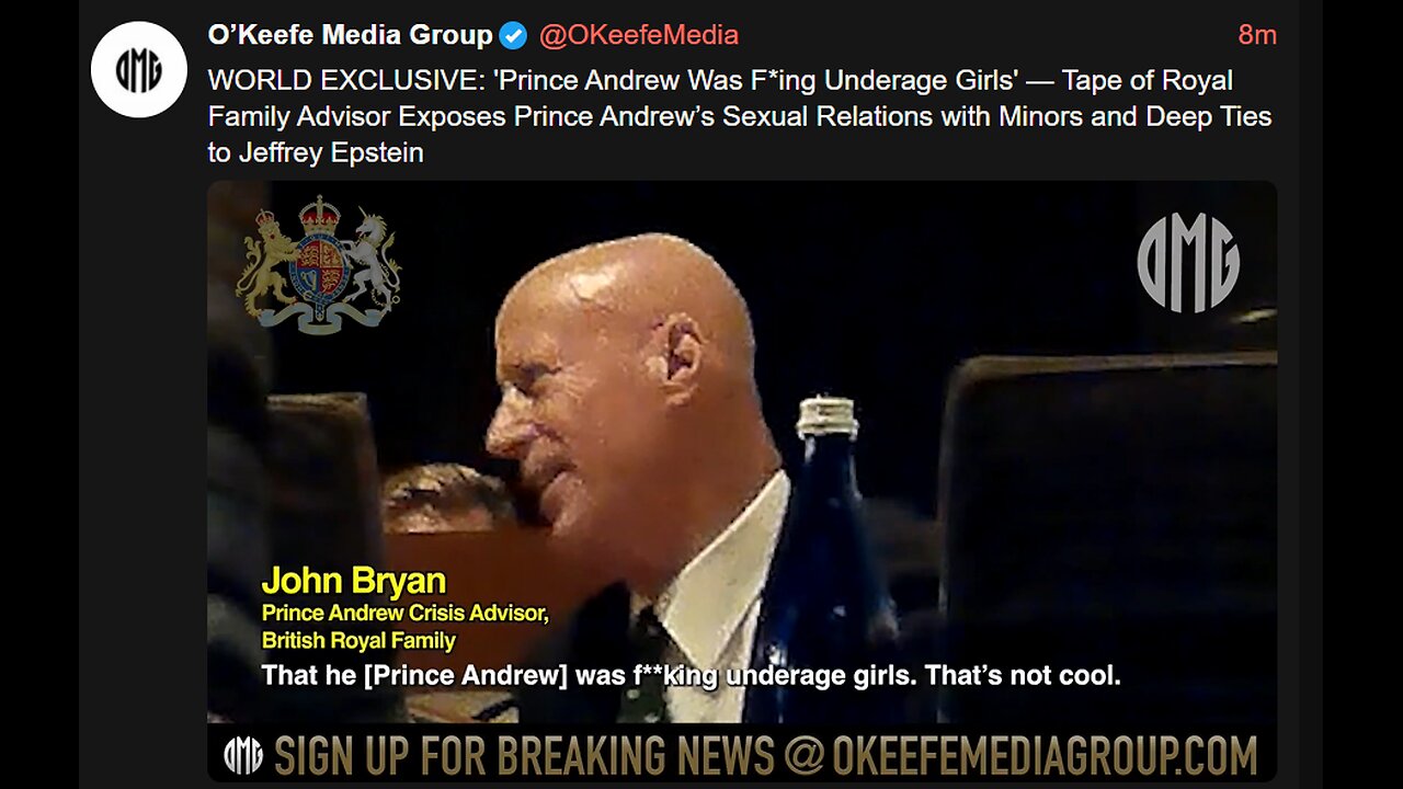 O'Keefe Drop: Prince Andrew Slept with Underage Girls, Deep Ties to Epstein