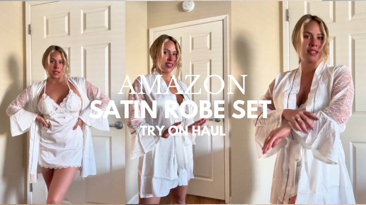 Amazon Elegant Satin Robe Set Try on Haul