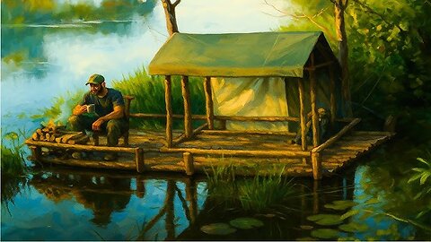 Bushcraft Camping: Water Shelter, Survival Fishing & Cooking Adventure