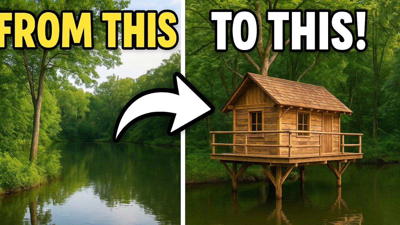 Build an Amazing Shelter Cabin on the Water, Survival Camping, Tree House, Catch and Cook