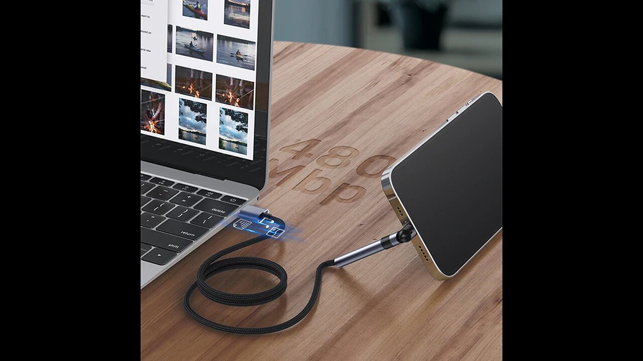 Phone Charging Cable, with Rotatable Socket, Phone Holder & Braided Cord (2-Pack)