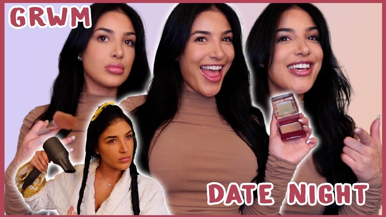 GRWM - How I Blow Out My Hair/10 Min. No Make Up Make Up/ Date-Night Vlog