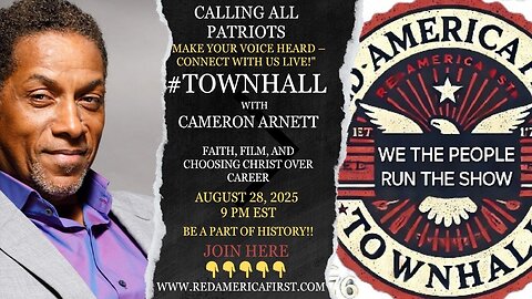 #TOWNHALL The truth about Hollywood agenda w actor Cameron Arnett LIVE 9PM EST RedAmericaFirst.com