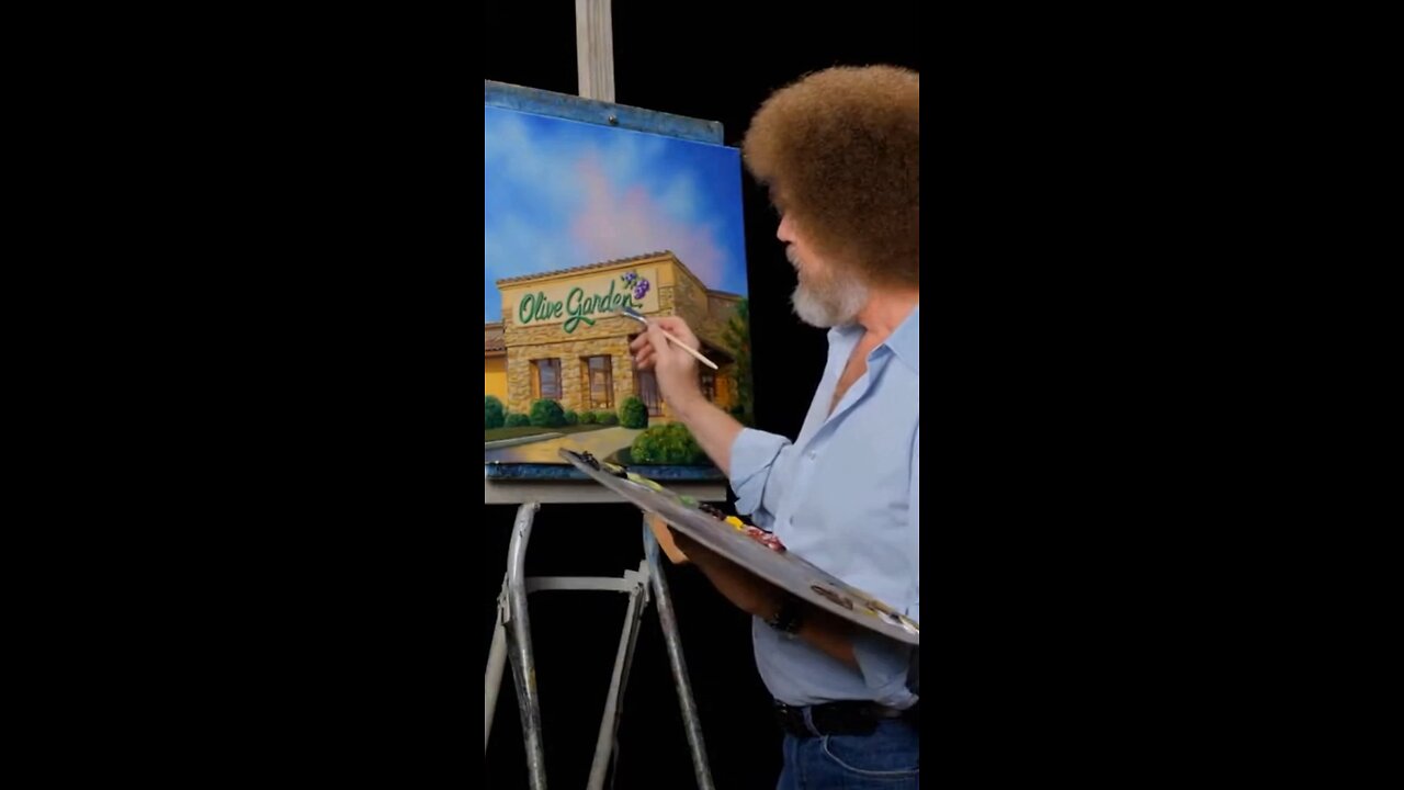 Bob Ross paints Olive Garden
