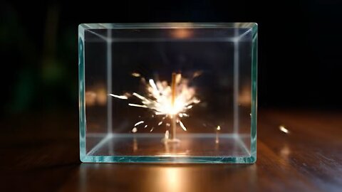 Sparkler in a glass box