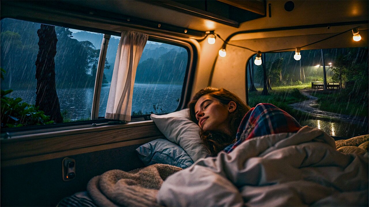 Chasing Dreams Sleeping in a Van on a Rainy Night