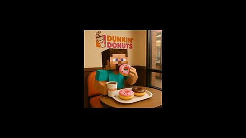 Minecraft Steve eating a doughnut in Minecraft