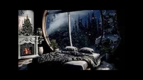 Fırtına & şömine sesi.. Kar manzarası ile...