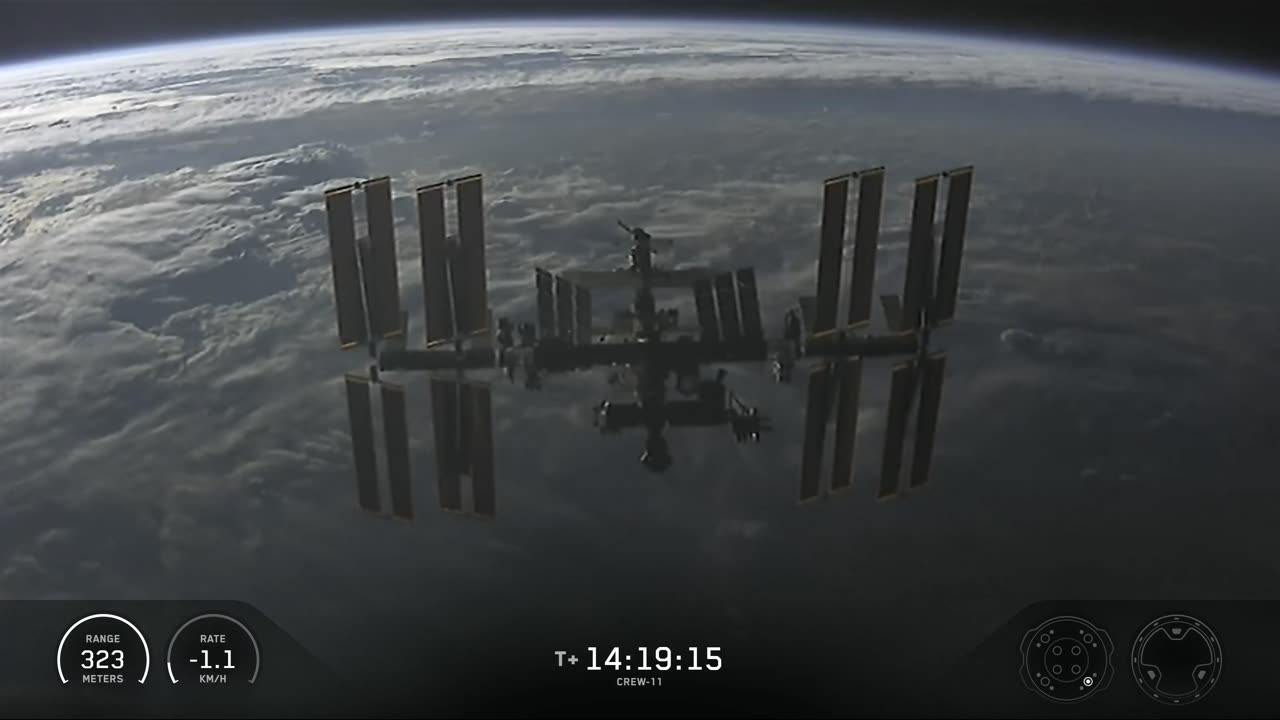 SpaceX · Dragon above the Space Station as it approaches for docking