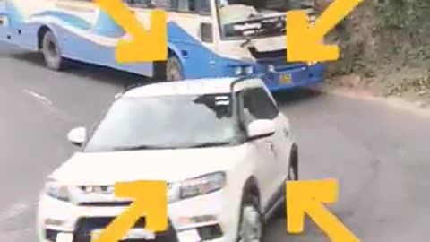 Must Watch: Heart-Stopping Moment Car Overtakes Bus on Sharp Curve #automobile #