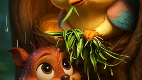Emotional Bird and Squirrel Story in Rain | Heart Touching Hindi Moral Story for Kids" #ai #viral