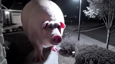 Huge pig caught on CCTV