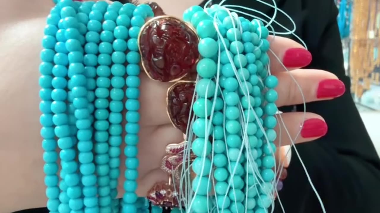 250613-5 Turquoise Bead Strand: Wear a Forest Lake on Your Body