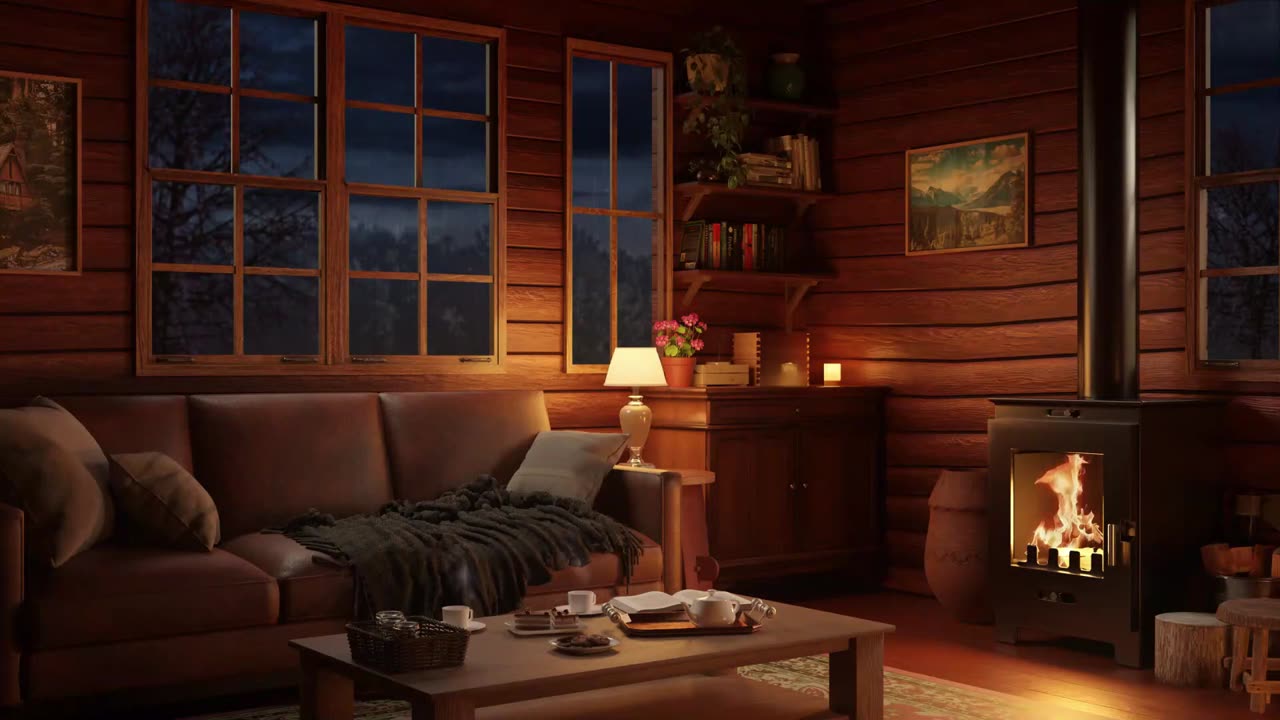 log cabin fireplace and rain | log cabin fireplace and rain |