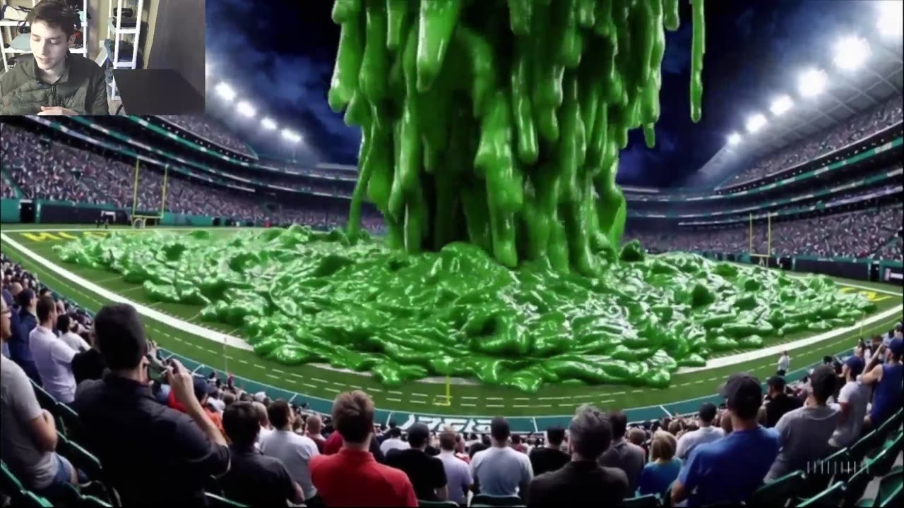 Outtake #1,140 Of Large Green Slime Spill In A Professional Football Stadium Fake Funny Parody Video