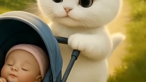 Cute Cat Looks After an Abandoned Baby 👶🐱 Heartwarming AI Short - 2160P