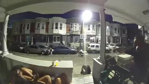 Ring camera footage of the shootout last night at the 27st cookout in Philadelphia