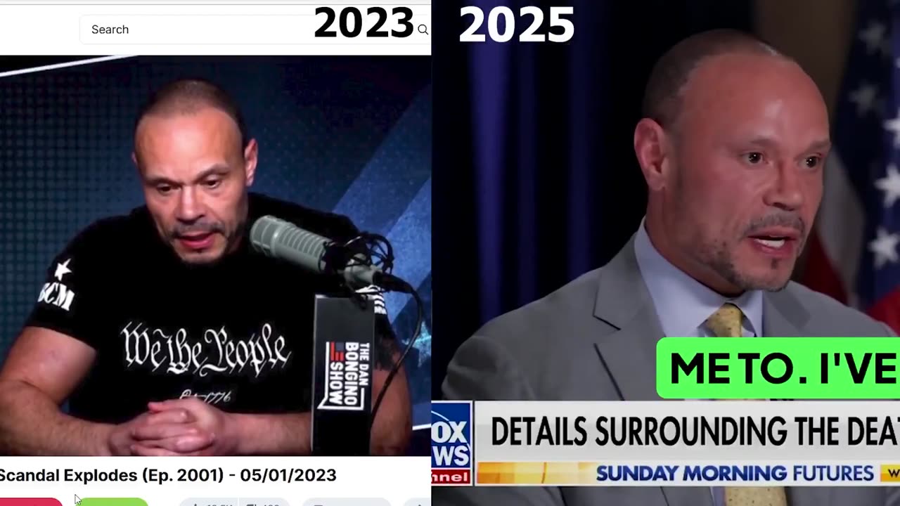 Dan Bongino's statements on Jeffrey Epstein in 2023 vs 2025.