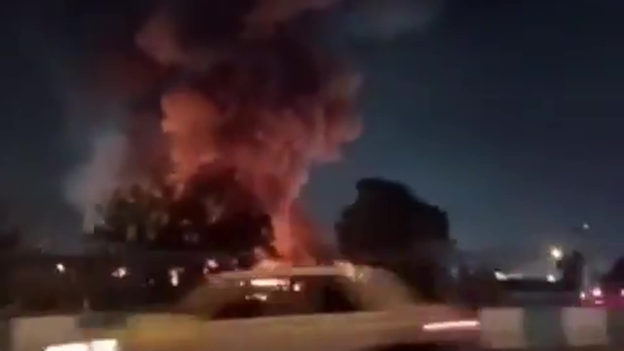 Massive fire near Southern Bus Terminal along the Raisi Expressway in Tehran