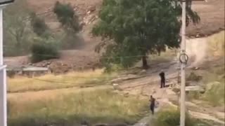 Video of the terrifying mudslide in Tyrnyauz, Russia a short while ago