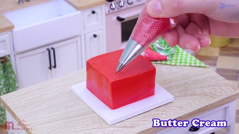 🍓 So Fresh Miniature Kitkat Strawberry Pudding Recipe ASMR Cooking Mini Food_part4