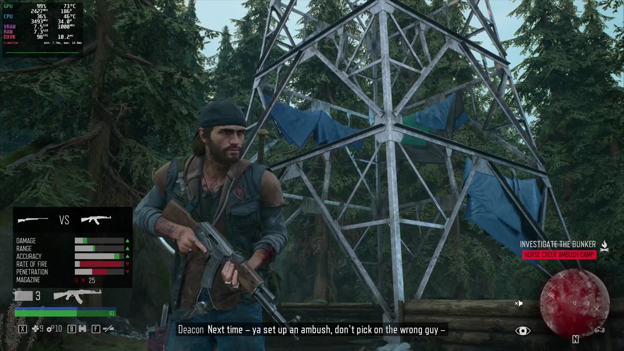 Days Gone on linux on rx 6700xt 12gb (pika os)