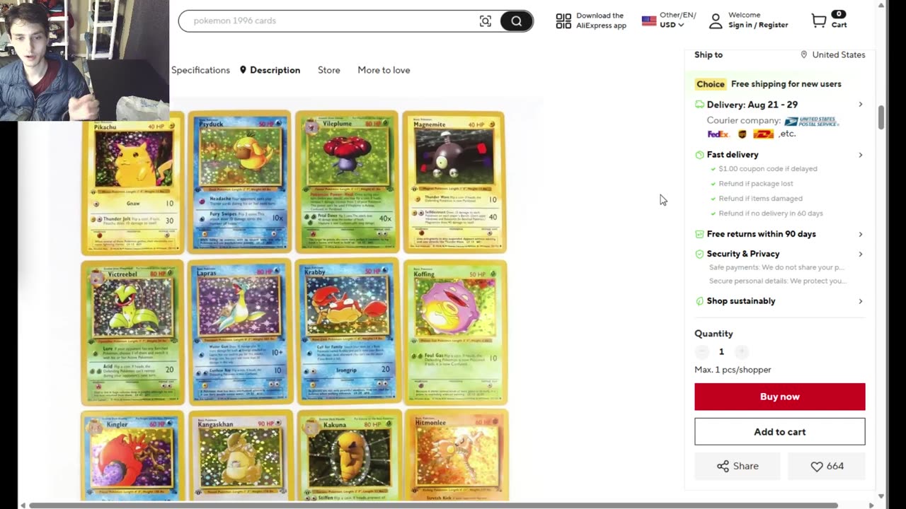 151 First Generation Holographic Pokemon Cards Are Available For Sale At A Price Of Less Than $17