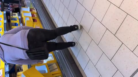 Voyeur sexy thong in public shop