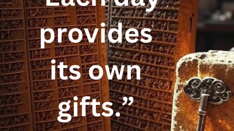 each day provides its own gifts ... I motivation I wisdom